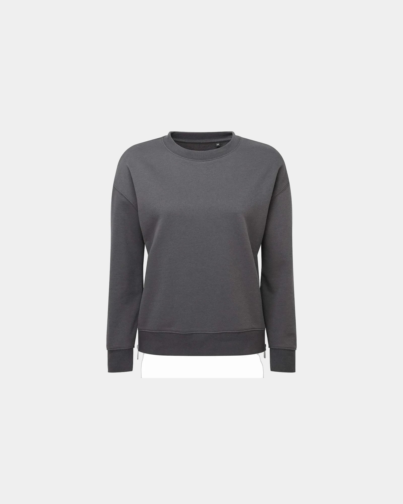 Custom recycled side-zip crewneck sweatshirt women's - Charcoal